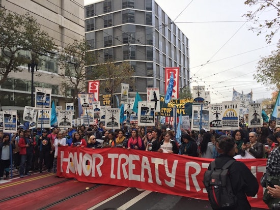 Hundreds Join Dakota Pipeline Protest Through Civic Center This Morning