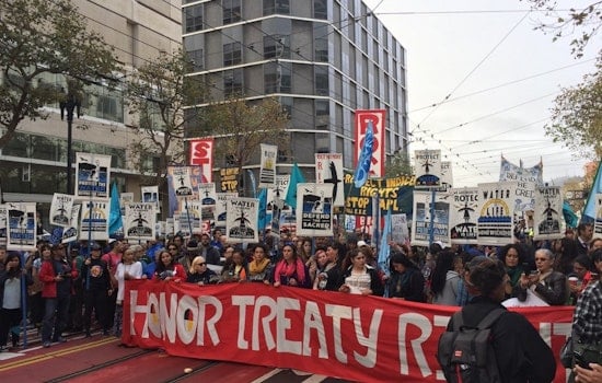 Hundreds Join Dakota Pipeline Protest Through Civic Center This Morning