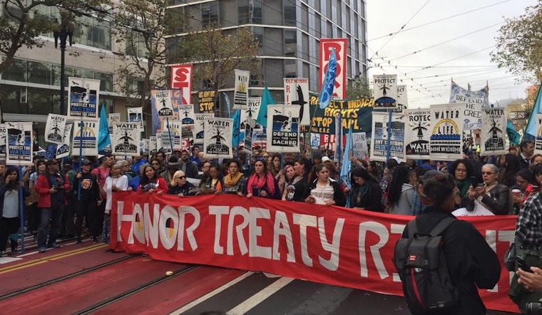 Hundreds Join Dakota Pipeline Protest Through Civic Center This Morning