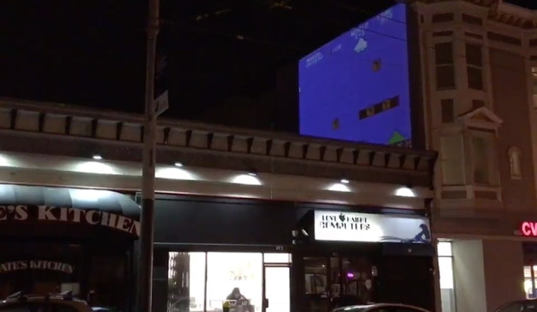 Mysterious Gamers Play 2-Story-Tall Super Mario Bros. Above Haight & Fillmore