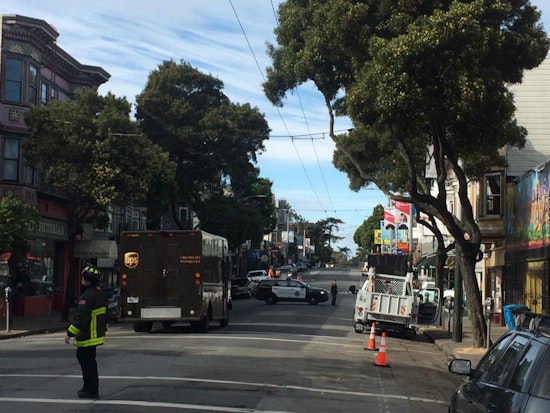 Truck strikes, damages street tree, closing upper Haight Street to traffic [Updated]