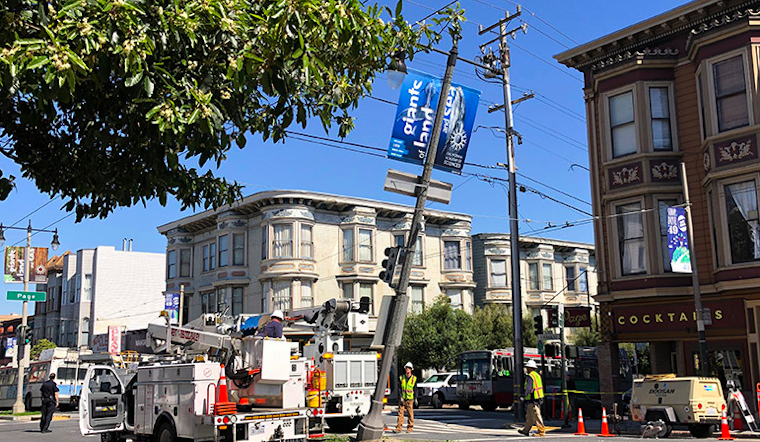 Driver knocks out stoplights, Muni service after crashing into pole at Divisadero & Page