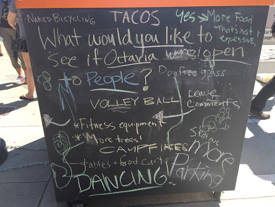 Spotted: Hayes Valley's Wishlist For Car-Free Octavia Includes Naked Biking, Giant Bong, More