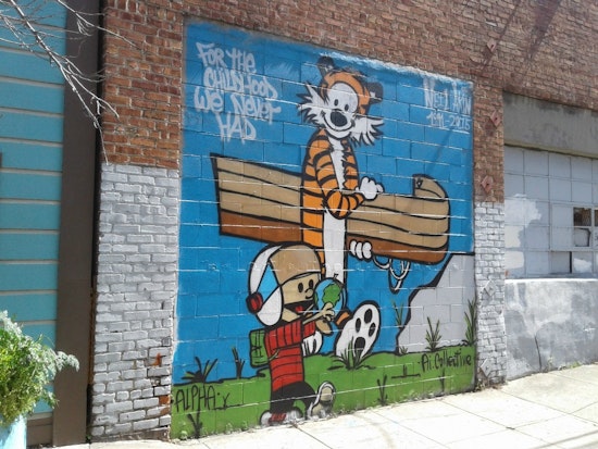 Calvin And Hobbes Mural Appears In SoMa Side Street