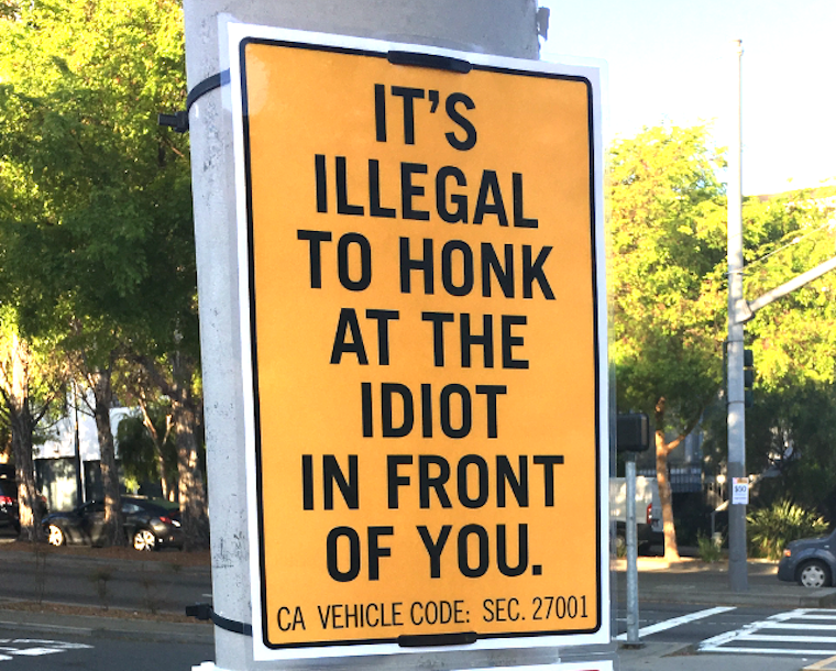 Page & Octavia neighbors bite back at honking drivers with April Fool's signs