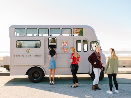 With Vintage Truck, 'Lady Falcon' Offers Hand-Roasted Coffees By The Sea