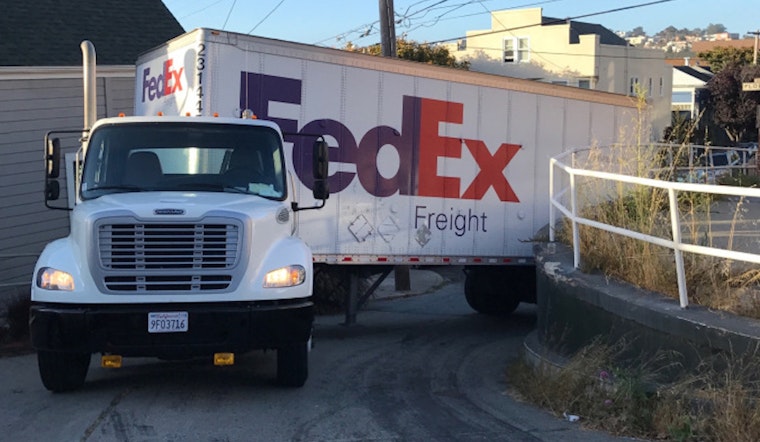 Wayward Truck Gets Really Stuck On Northeast Bernal Streets