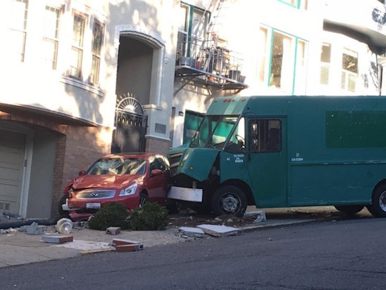 Gimme A Brake: Runaway Delivery Truck Smashes Cole Valley Car
