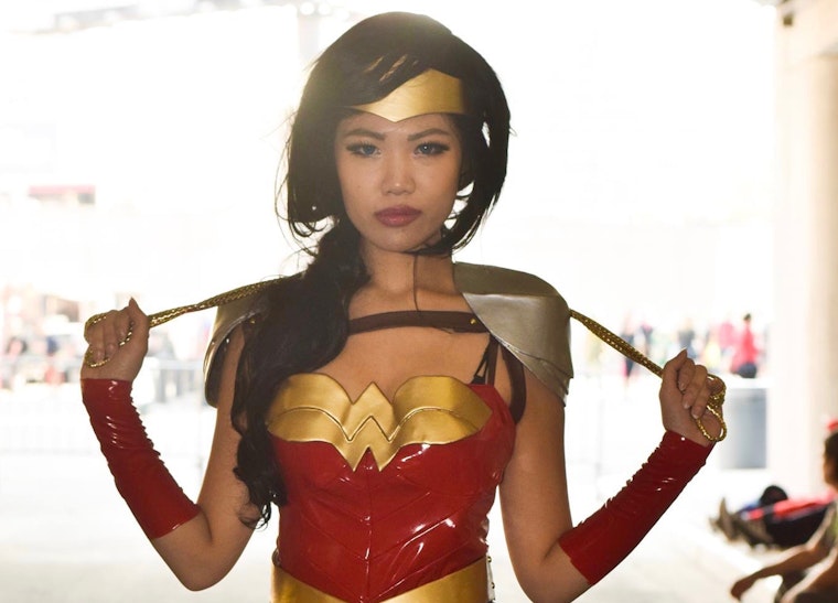 Asian Wonder Woman Lassoed by Cosplay