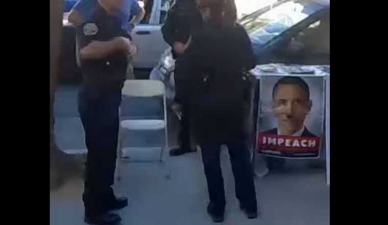 Sign Likening Obama to Hitler Trashed Outside Bank of America