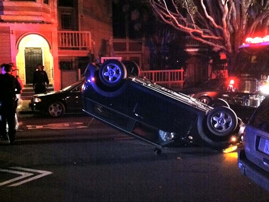 Bizarre Overnight Accident Leaves Mini Cooper Flipped on Steiner