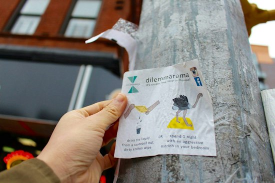 Spotted in Bushwick: Would You Rather Drink Dirty Rag Water or Sleep With an Angry Ostr...