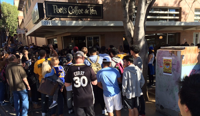 Warriors star Draymond Green serves coffee at Berkeley Peet's Coffee