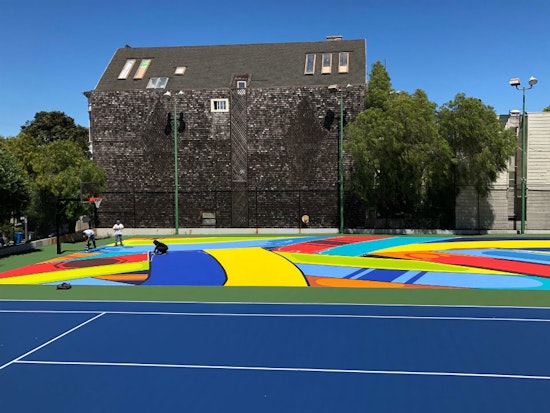 The Apexer transforms Hayes Valley basketball court in bold, colorful overhaul