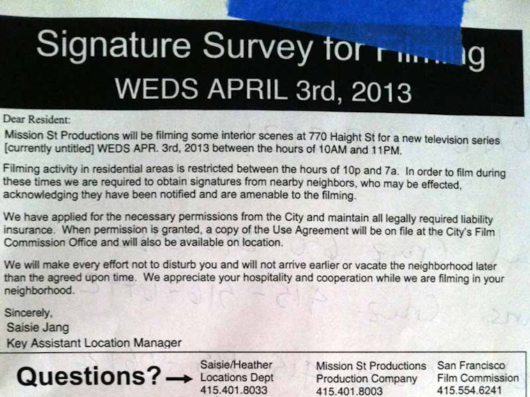 HBO Pilot Filming on Haight Street This Week