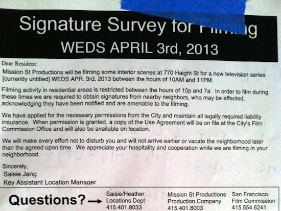 HBO Pilot Filming on Haight Street This Week