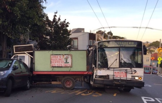 Muni Bus Collides With Truck In Bernal Heights