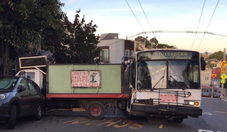 Muni Bus Collides With Truck In Bernal Heights