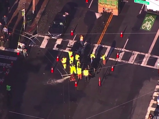 Broken Water Main Creates Hole Under SoMa Intersection
