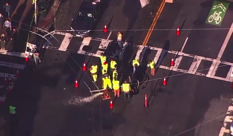Broken Water Main Creates Hole Under SoMa Intersection