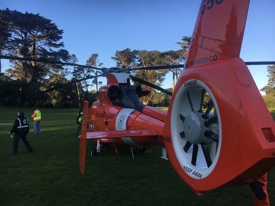 Coast Guard Helicopter Makes Emergency Landing In Golden Gate Park