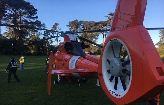 Coast Guard Helicopter Makes Emergency Landing In Golden Gate Park