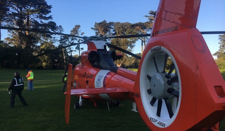 Coast Guard Helicopter Makes Emergency Landing In Golden Gate Park