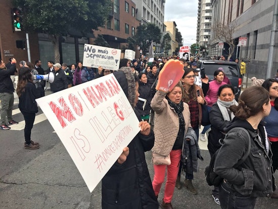 Hundreds Protest Immigration Crackdown Outside ICE Building