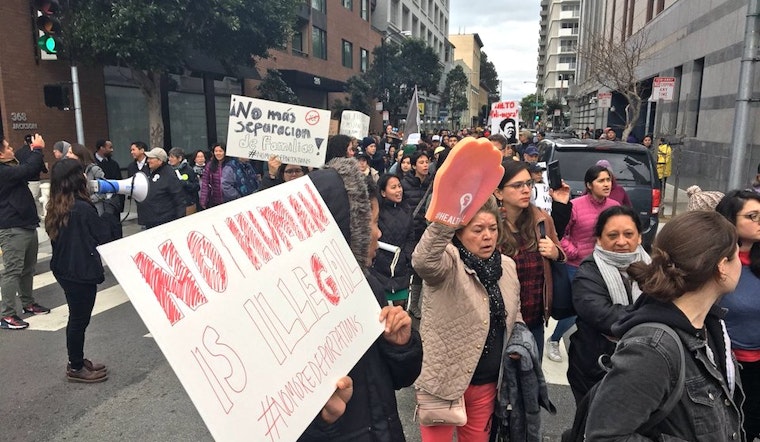Hundreds Protest Immigration Crackdown Outside ICE Building