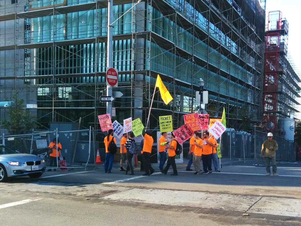 May Day Construction Workers Picket Area Sites