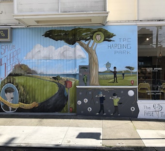 Cow Hollow golfwear store installs mural depicting city courses