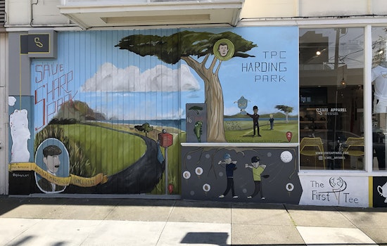 Cow Hollow golfwear store installs mural depicting city courses