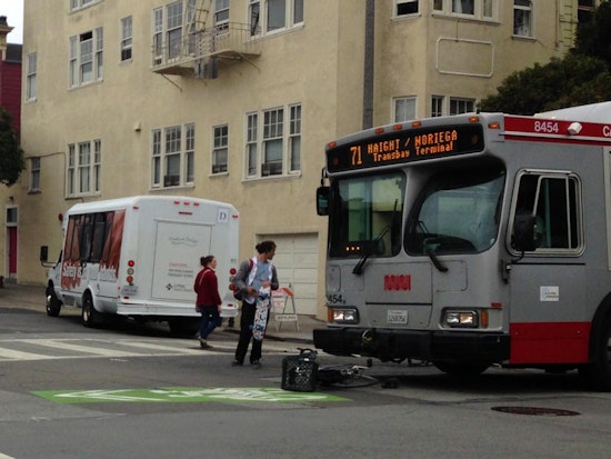 Muni Bus, CPMC Shuttle Collide At Haight And Scott