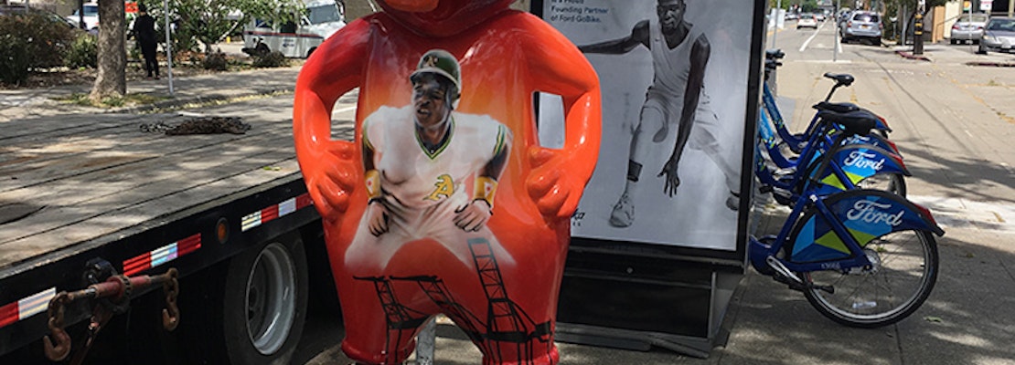 A's celebrate 5 decades in Oakland with 50 Stomper statues