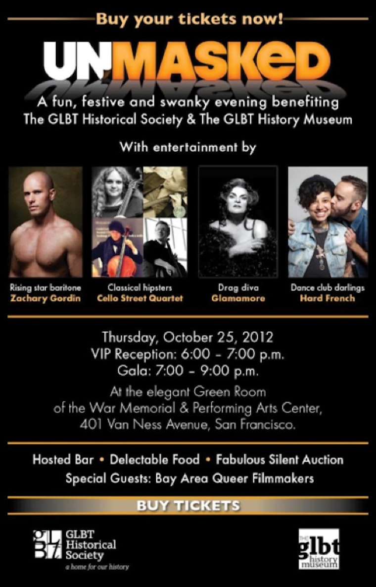GLBT Historical Society's Annual Gala, Unmasked, Is Tomorrow!