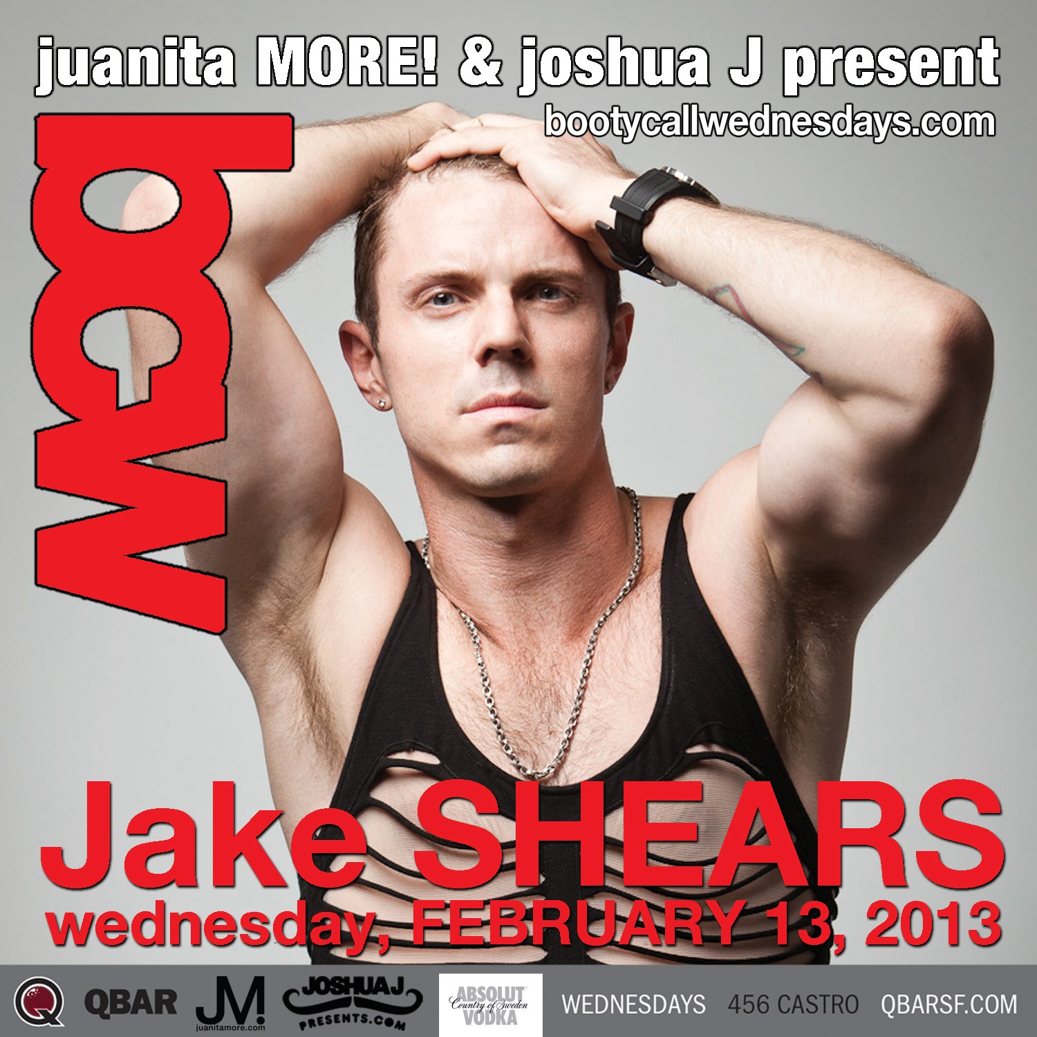 Jake Shears of Scissor Sisters to DJ Booty Call Wednesday Feb 13