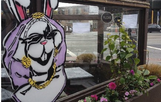Wooden Easter Rabbit Decorations Stolen from Cafe Flore