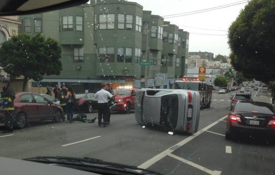 Car Rolls Over At Oak And Divisadero