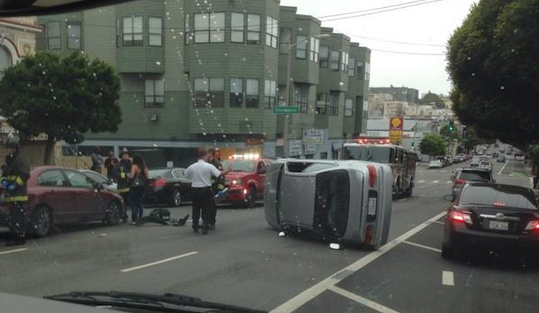 Car Rolls Over At Oak And Divisadero