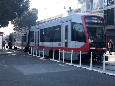 New LRVs running in 2-car trains on N-Judah line
