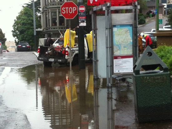 Rainfall Creates Mini Lake At Haight And Buena Vista East