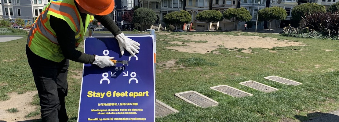 Social distancing in SF: Signs warn parkgoers to stay apart, Muni to monitor passenger thresholds