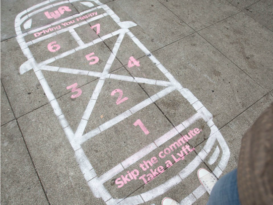 Lyft Guerrilla Marketing Campaign Stencils City Sidewalks