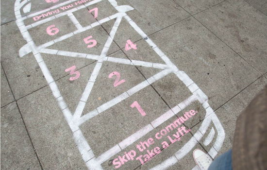 Lyft Guerrilla Marketing Campaign Stencils City Sidewalks