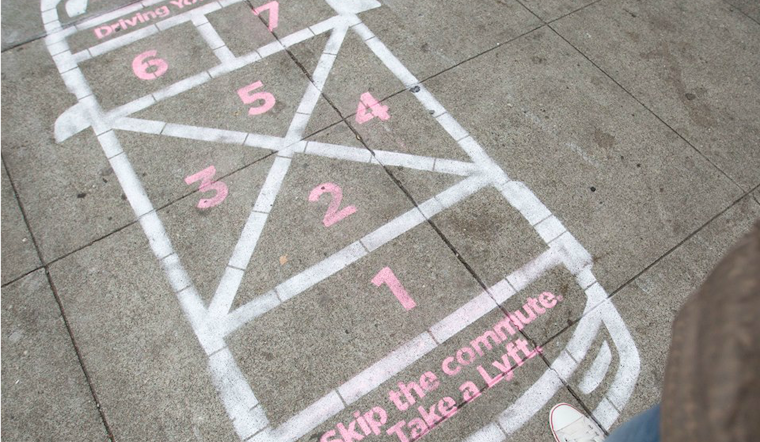 Lyft Guerrilla Marketing Campaign Stencils City Sidewalks