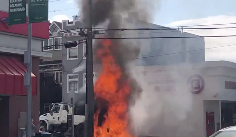 City's street sweeping vehicle catches fire in the Outer Sunset