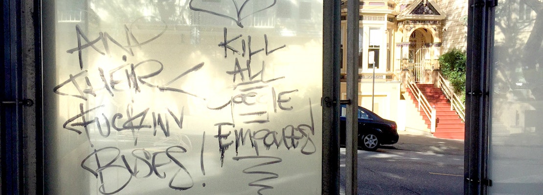 Local Muni Shelters A Target For Persistent Anti-Tech Graffiti