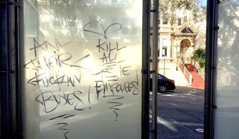 Local Muni Shelters A Target For Persistent Anti-Tech Graffiti