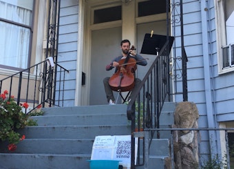 From front-porch perch, professional cellist serenades Page Street neighbors