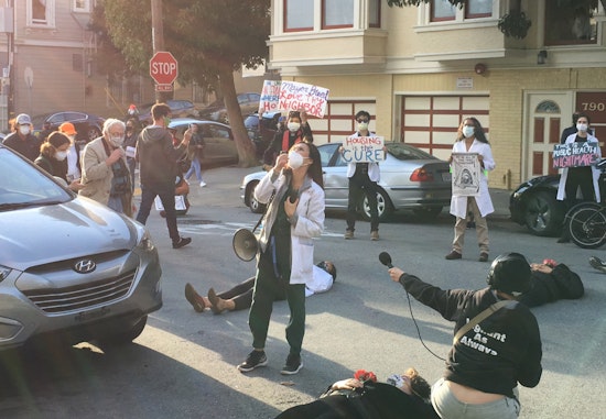 Protesters stage 'die-in' outside Mayor Breed's home as hotels-for-homeless impasse continues